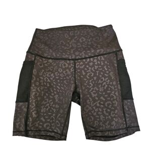 LegEnd Women's Black Leopard Cheetah Animal Print Bike Shorts, Size M